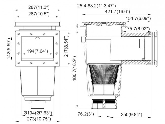 Skimmer voor liner zwembaden