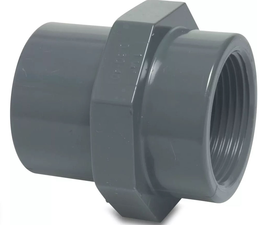 PVC sok - 40/50 mm x 1,5” binnendraad - insteek stuk - PN10