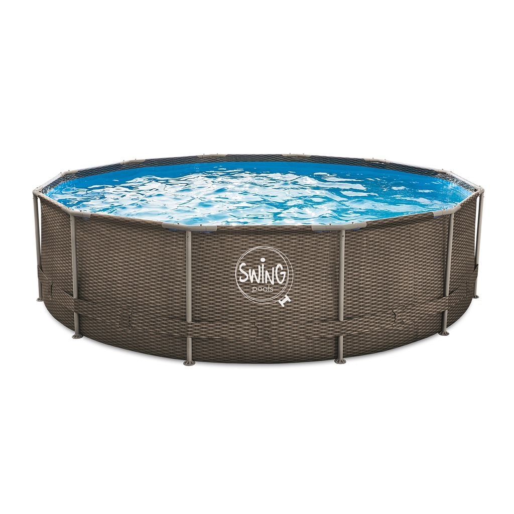 Metalen frame zwembad Swing - rond opzet zwembad - wicker design - 3,05 x 0,76