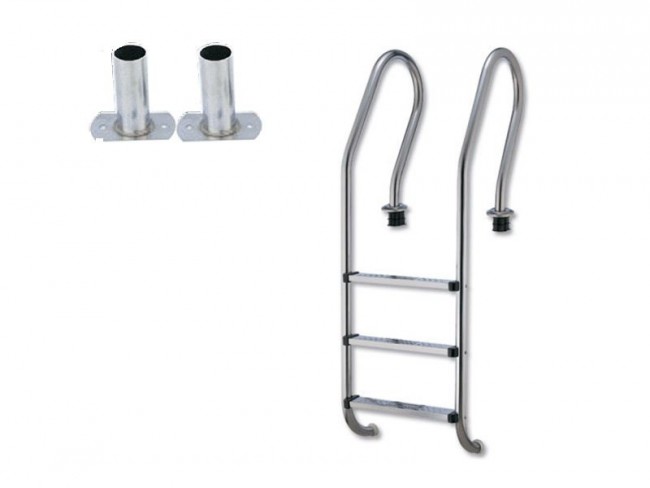 Zwembadtrap/zwembadladder RVS 304 gebogen (schroeven)