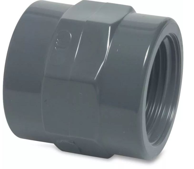 PVC Sok 1.5" x 1.5" binnenschroef - PN10