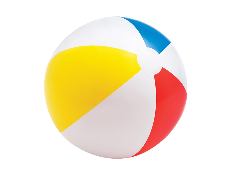 Opblaasbare strandbal blauw/geel/rood/wit print