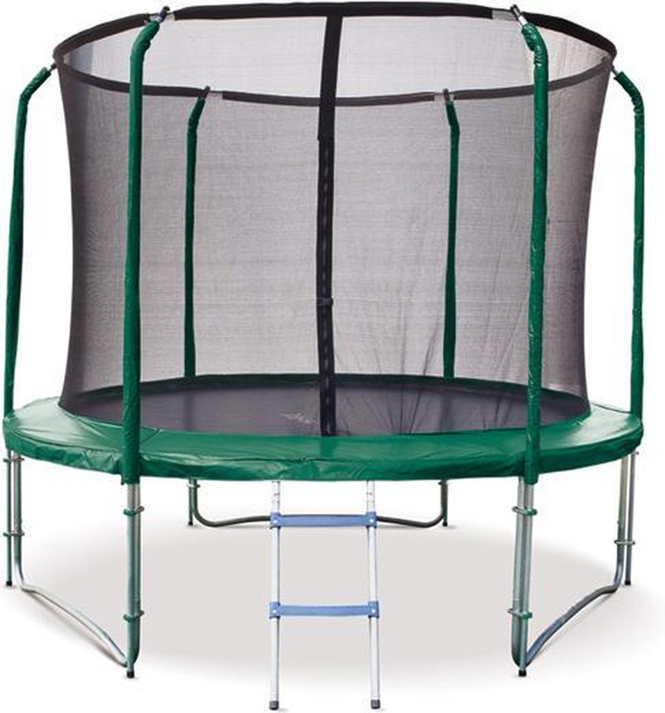 Trampoline met groene rand en net - rond