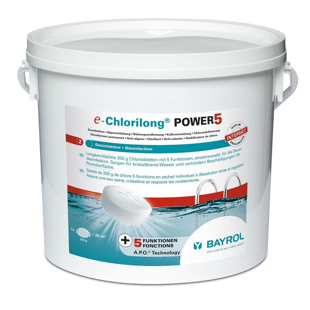 5 in 1 - power 5 chloortabletten - multifunctionele chloor tabletten - 5 kg - Bayrol