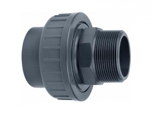 [60505045] PVC Koppelstuk 3-delig - 50 mm lijm x 1 1/2" buitendraad