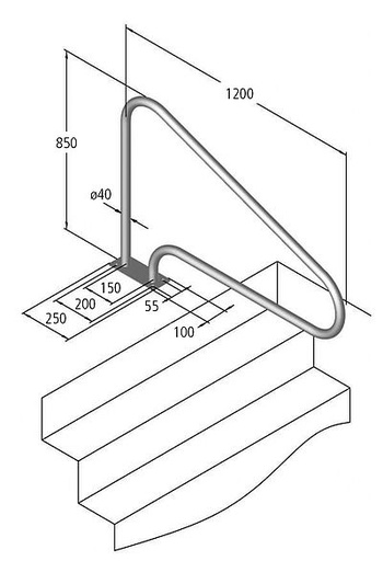 [006876] RVS handrailing - L model - zwembad inloop ondersteuning - hand rail